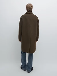 Long double wool blend coat