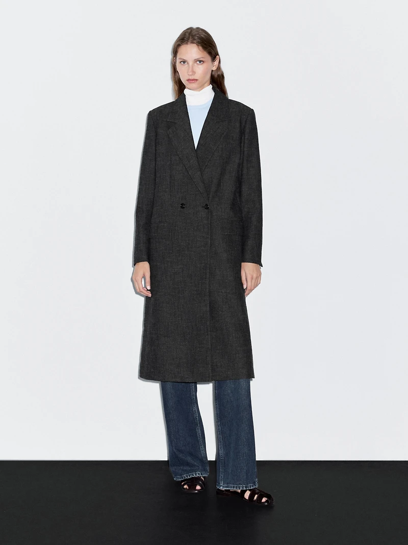 Manteau long à chevrons