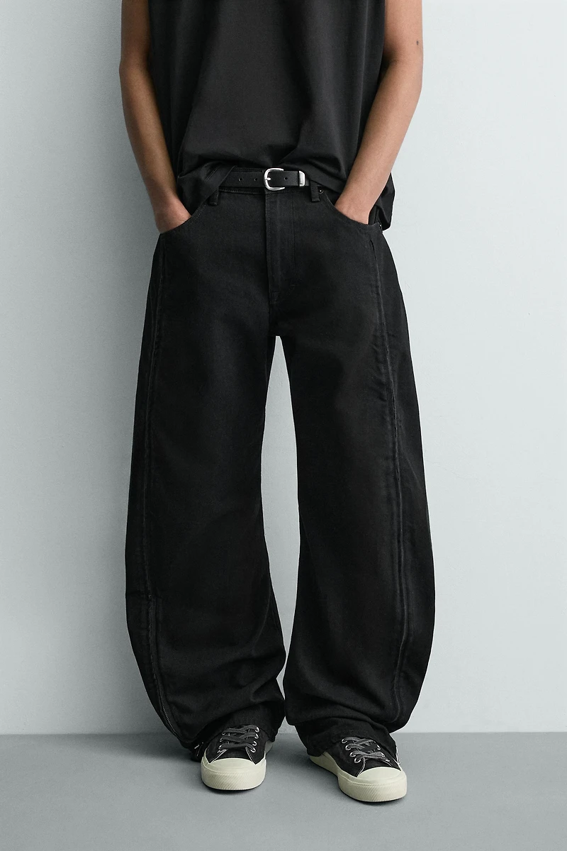 JEAN BARREL FIT À ZIPS