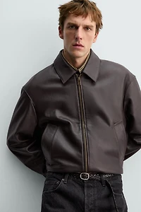 AARON LEVINE X ZARA LEATHER BOMBER JACKET