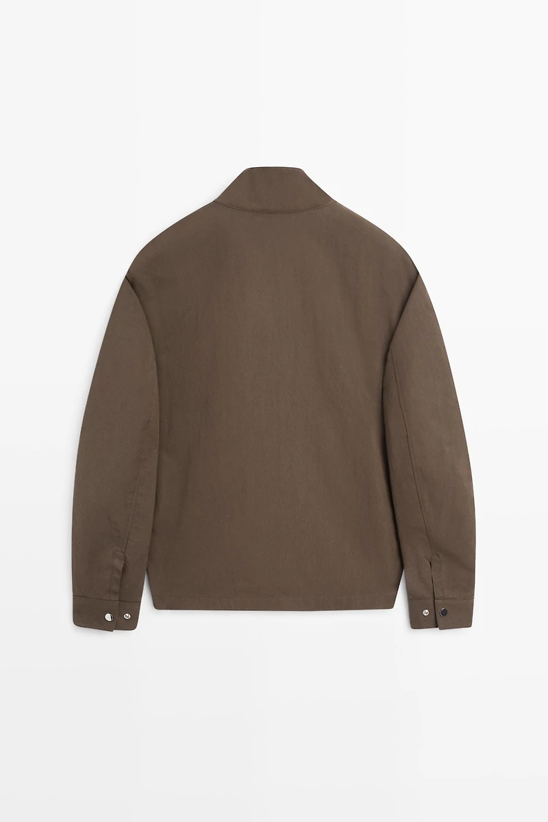 Cotton blend high-neck jacket