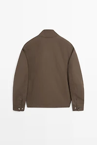 Cotton blend high-neck jacket