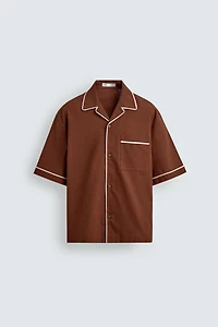 RELAXED FIT SHIRT WITH CONTRAST PIPING