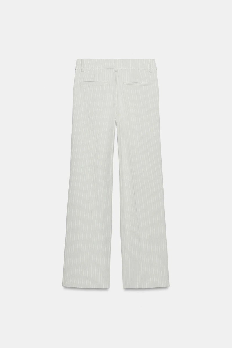 LOW-RISE STRIPED STRAIGHT LEG PANTS