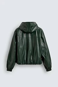 HOODIE FAUX LEATHER JACKET