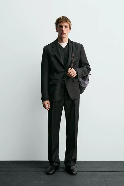 100% WOOL TWILL SUIT BLAZER AARON LEVINE X ZARA