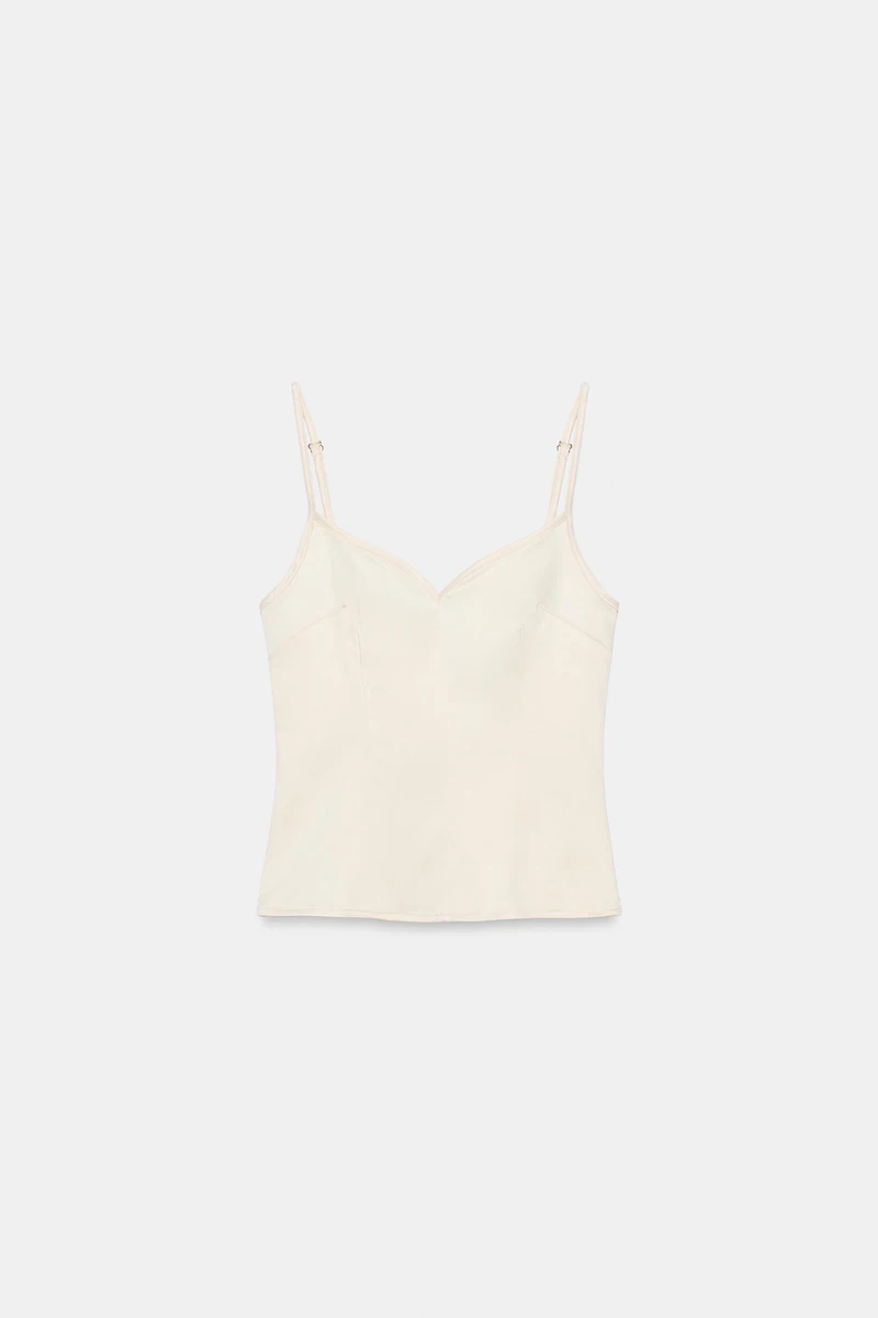 STRETCH SATIN EFFECT TOP