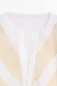 Flowing linen blend shirt with appliqué detail