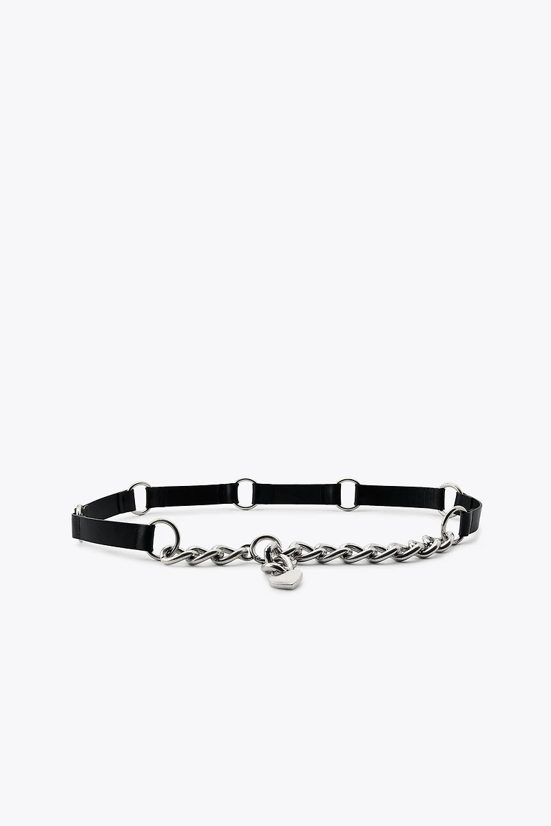 CEINTURE EN CUIR COMBINÉE CHAÎNES