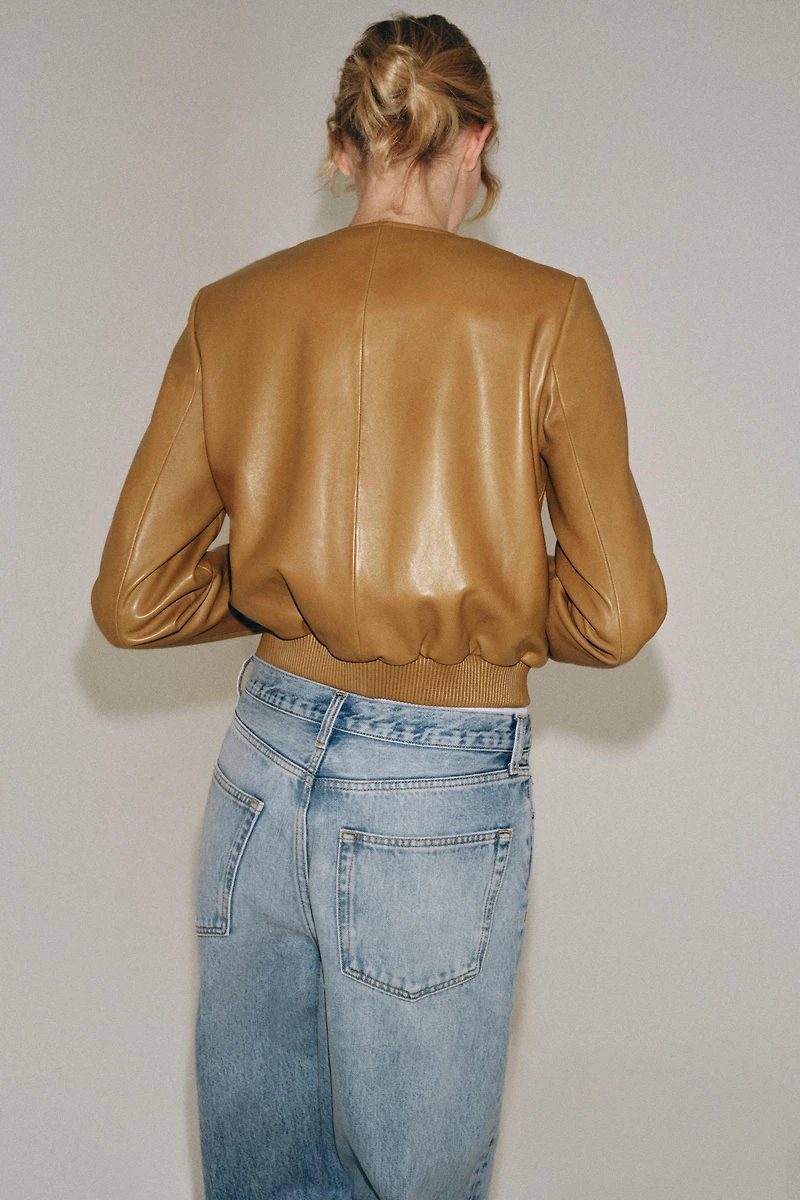 ZW COLLECTION 100% LEATHER BOMBER JACKET
