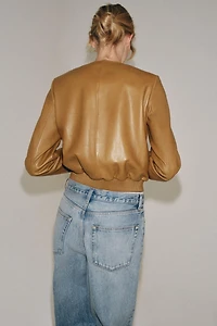 ZW COLLECTION 100% LEATHER BOMBER JACKET