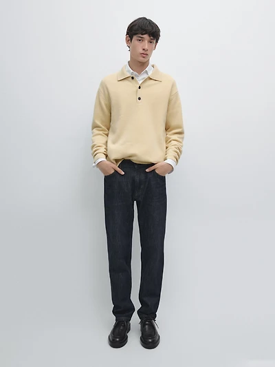 100% wool knit polo sweater
