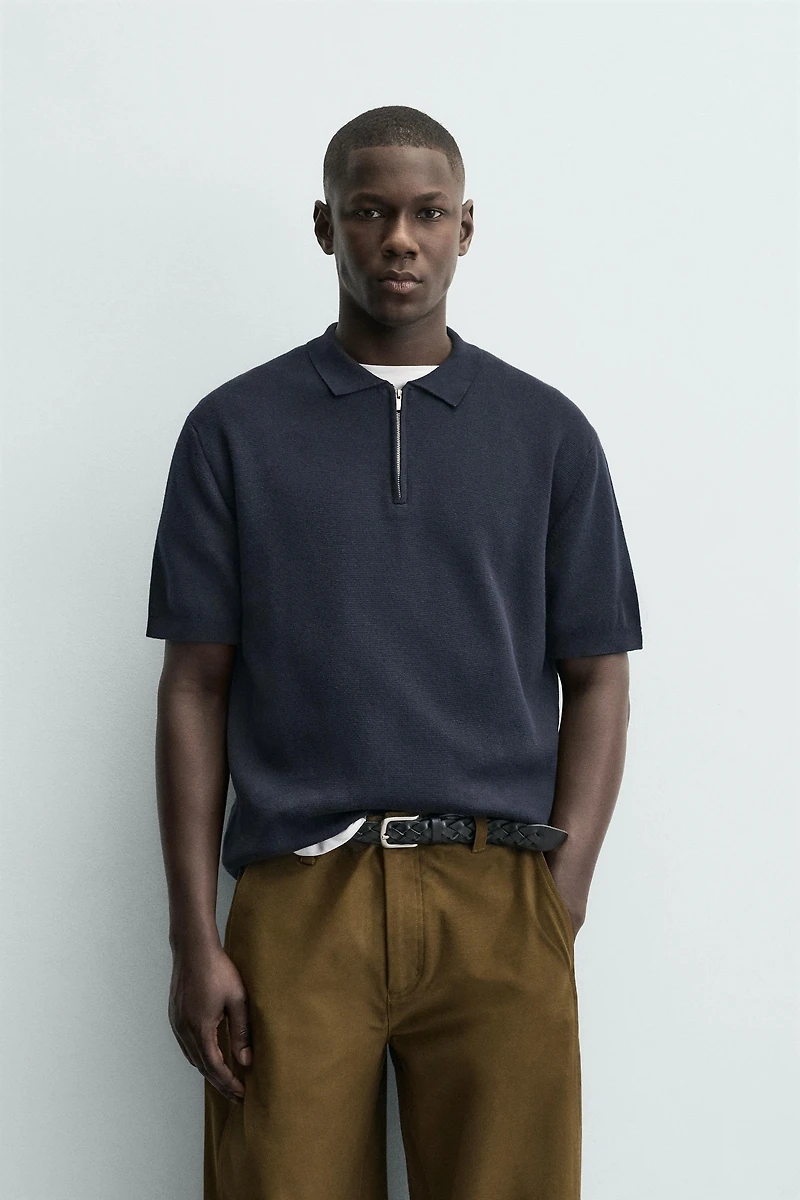 KNIT ZIP POLO SHIRT