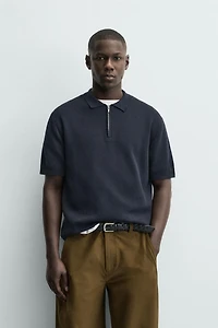 KNIT ZIP POLO SHIRT