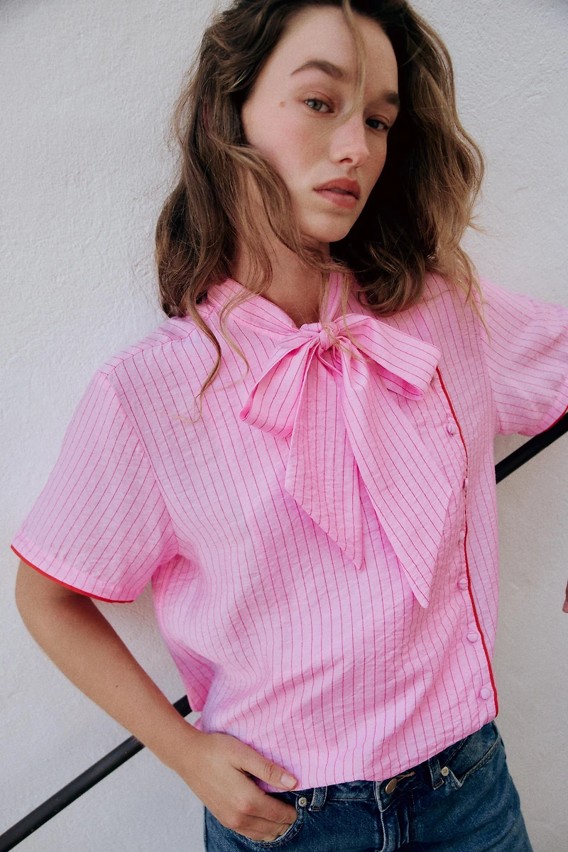 STRIPED TIE TOP