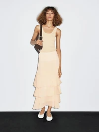 Long ruffled skirt with sash
