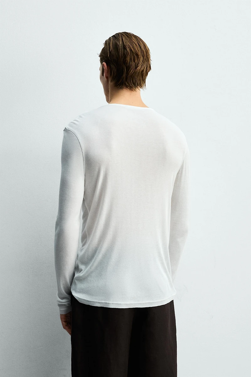 VISCOSE TEXTURED HENLEY SHIRT