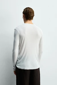 VISCOSE TEXTURED HENLEY SHIRT