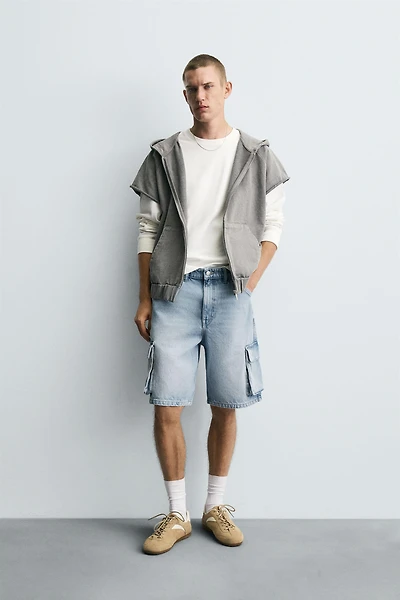 CARGO DENIM SHORTS
