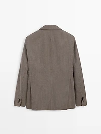 Wool blend houndstooth blazer