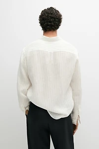 100% linen regular fit striped shirt