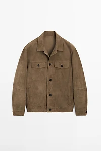 Veste à poches en cuir effet usé