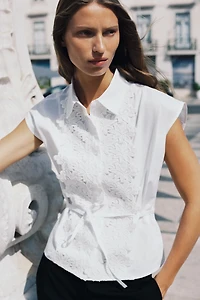 GUIPURE POPLIN SHIRT
