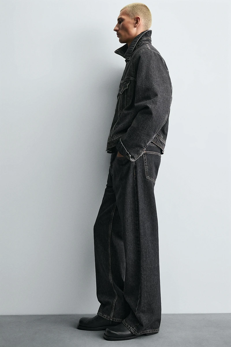 FAUX FUR COLLAR DENIM JACKET