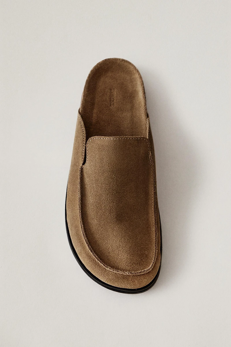LEATHER MULE CLOG SLIPPERS
