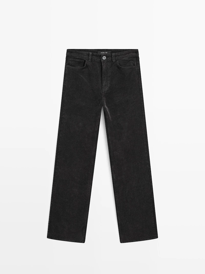 Straight-leg sulphur dye corduroy trousers