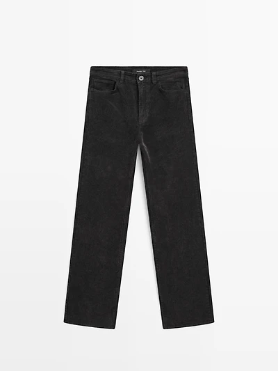 Straight-leg sulphur dye corduroy trousers
