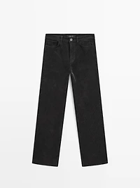 Straight-leg sulphur dye corduroy trousers