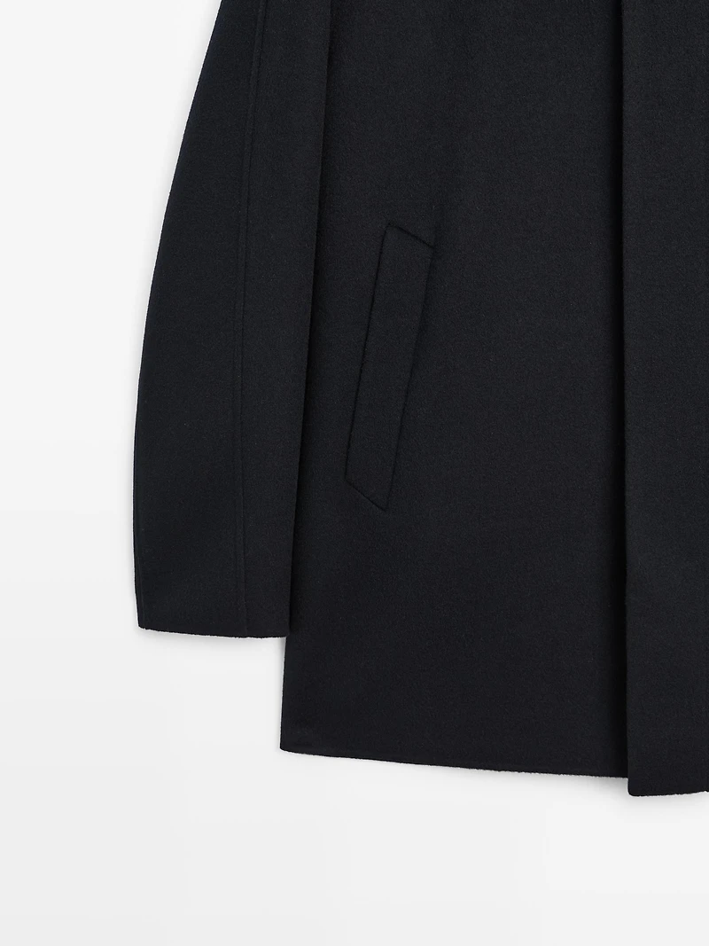 Manteau court laine mélangée