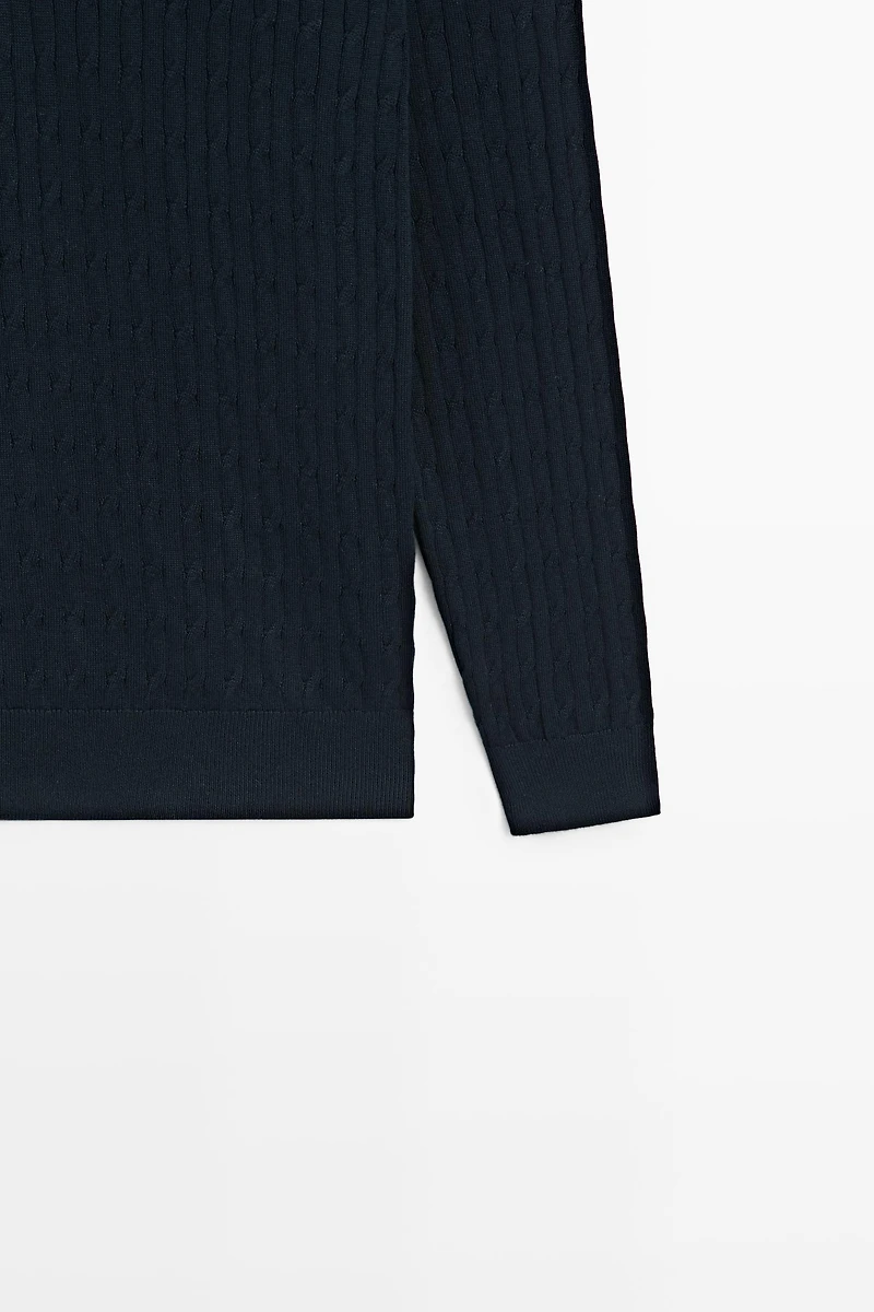 Pull en maille à col camionneur zippé