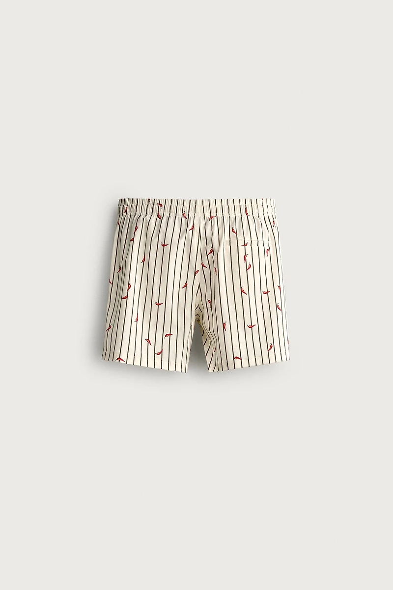 CHILI STRIPE MID-LENGTH SWIMSUIT