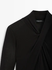 Lyocell and wool crossover top