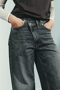 TRF HIGH WAIST CROSSOVER WIDE LEG JEANS
