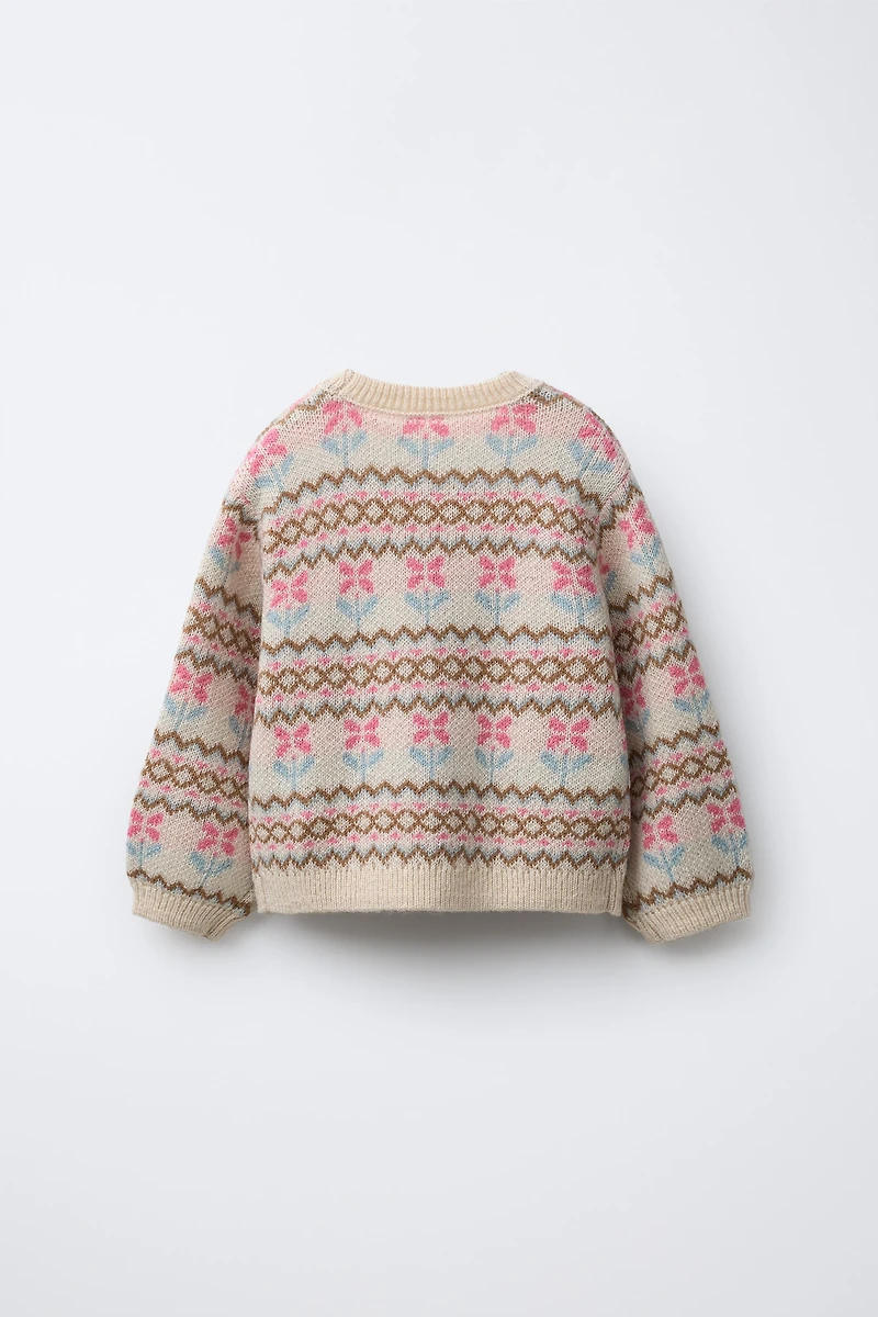 JACQUARD KNIT SWEATER WITH WOOL