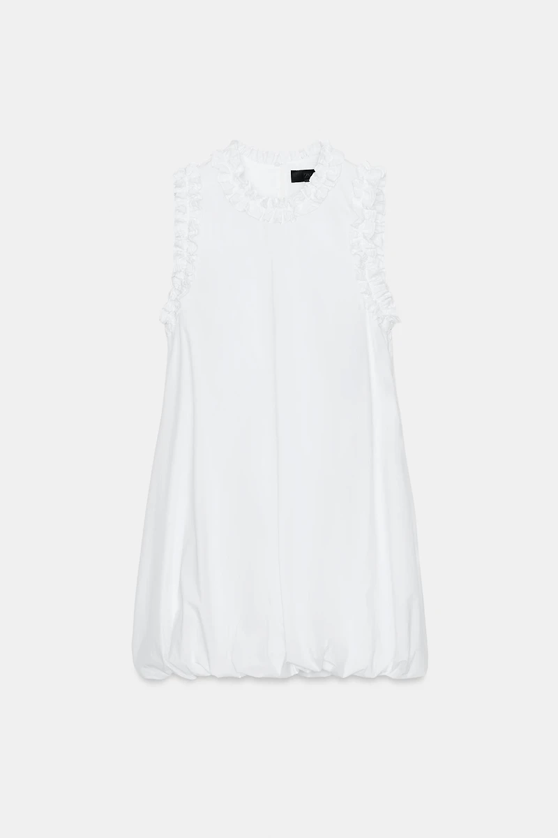RUFFLED POPLIN DRESS