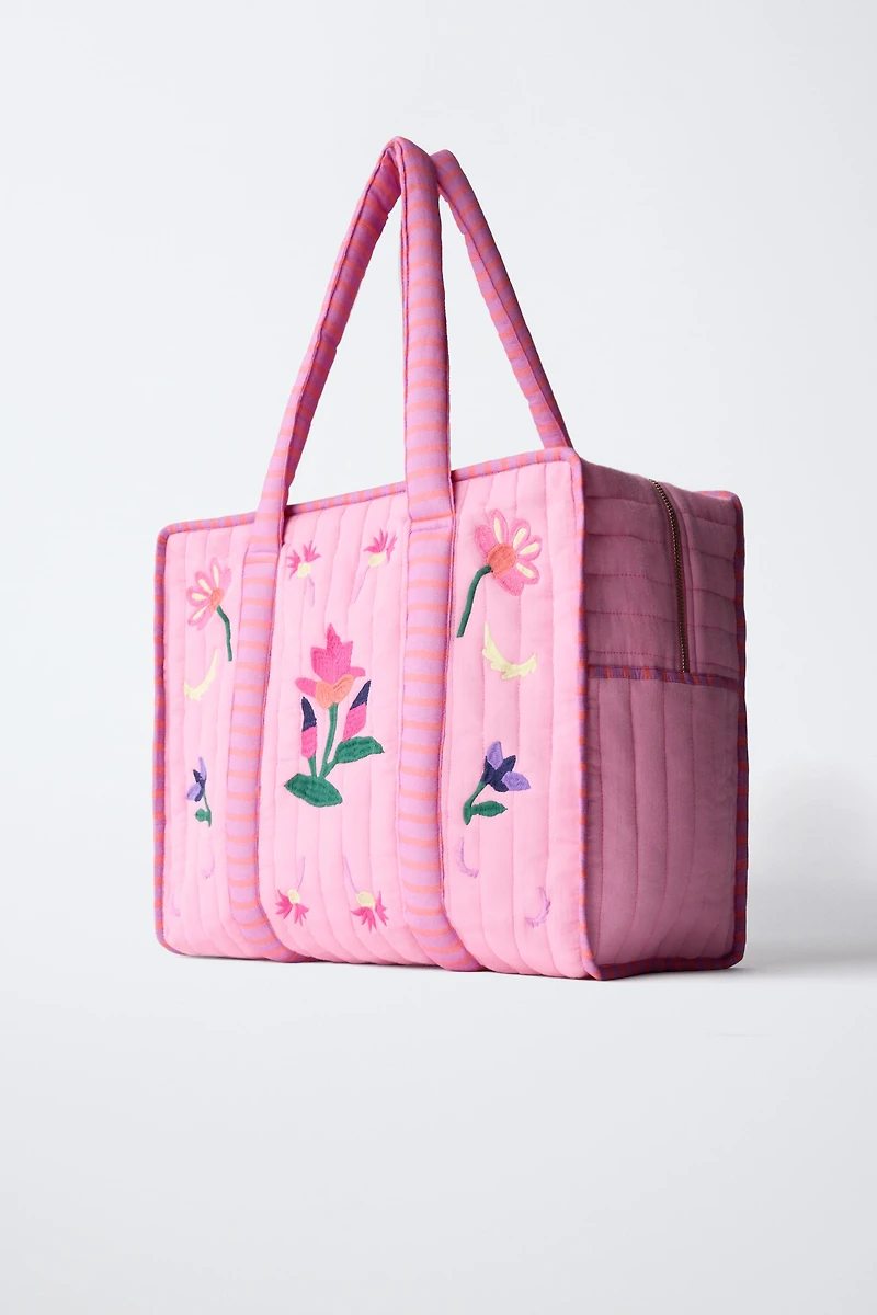 SHOPPER FLEURS BRODÉES
