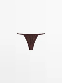 Silk thong with lace detail