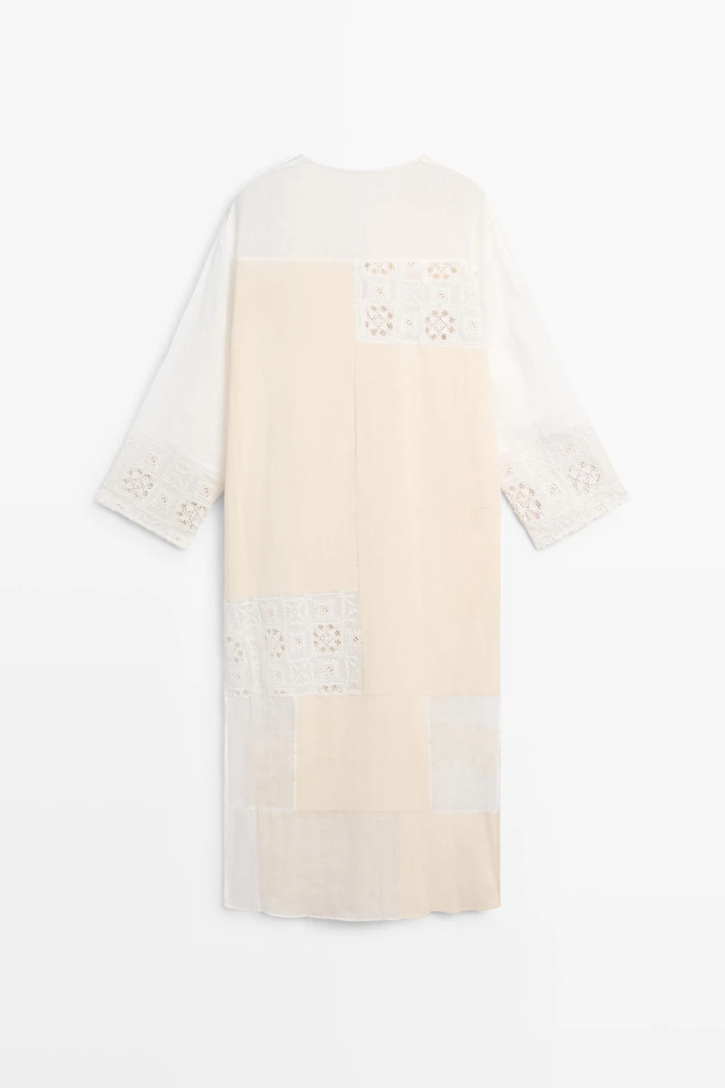 Flowing embroidered kaftan dress