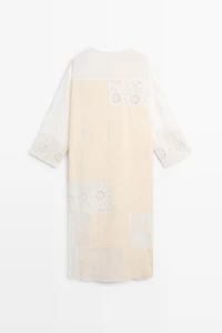 Flowing embroidered kaftan dress