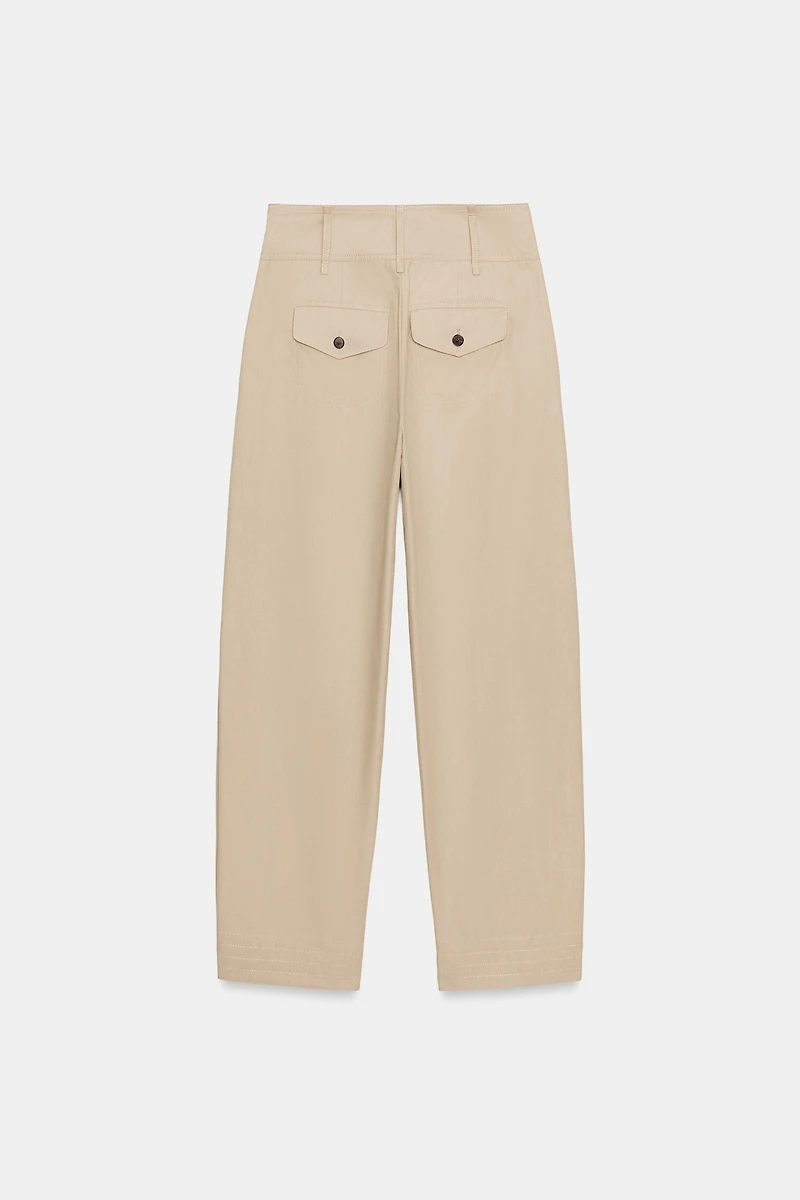 ADJUSTABLE HEM WIDE LEG PANTS