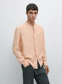 Chemise à rayures regular fit 100 % lin