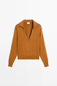 100% Cotton V-Neck Knit Sweater - STUDIO