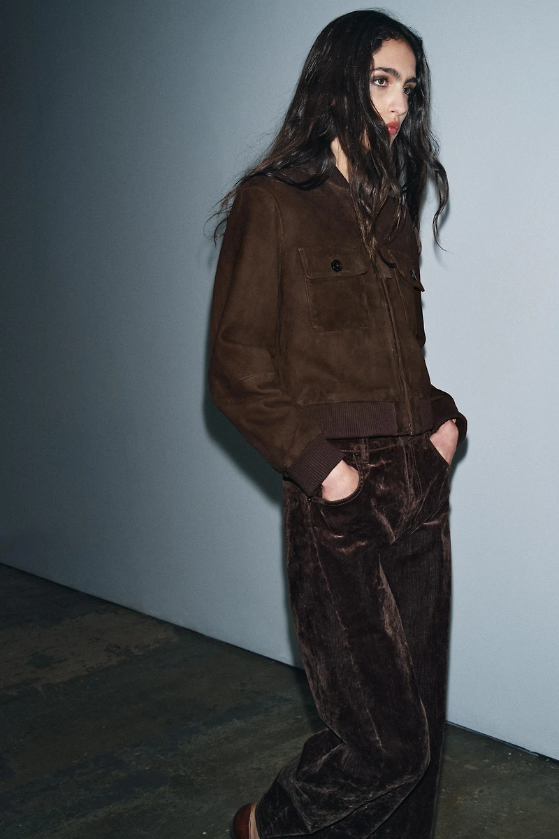 SUEDE LEATHER BOMBER JACKET ZW COLLECTION LIMITED EDITION