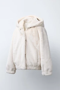 FAUX FUR HOODED JACKET
