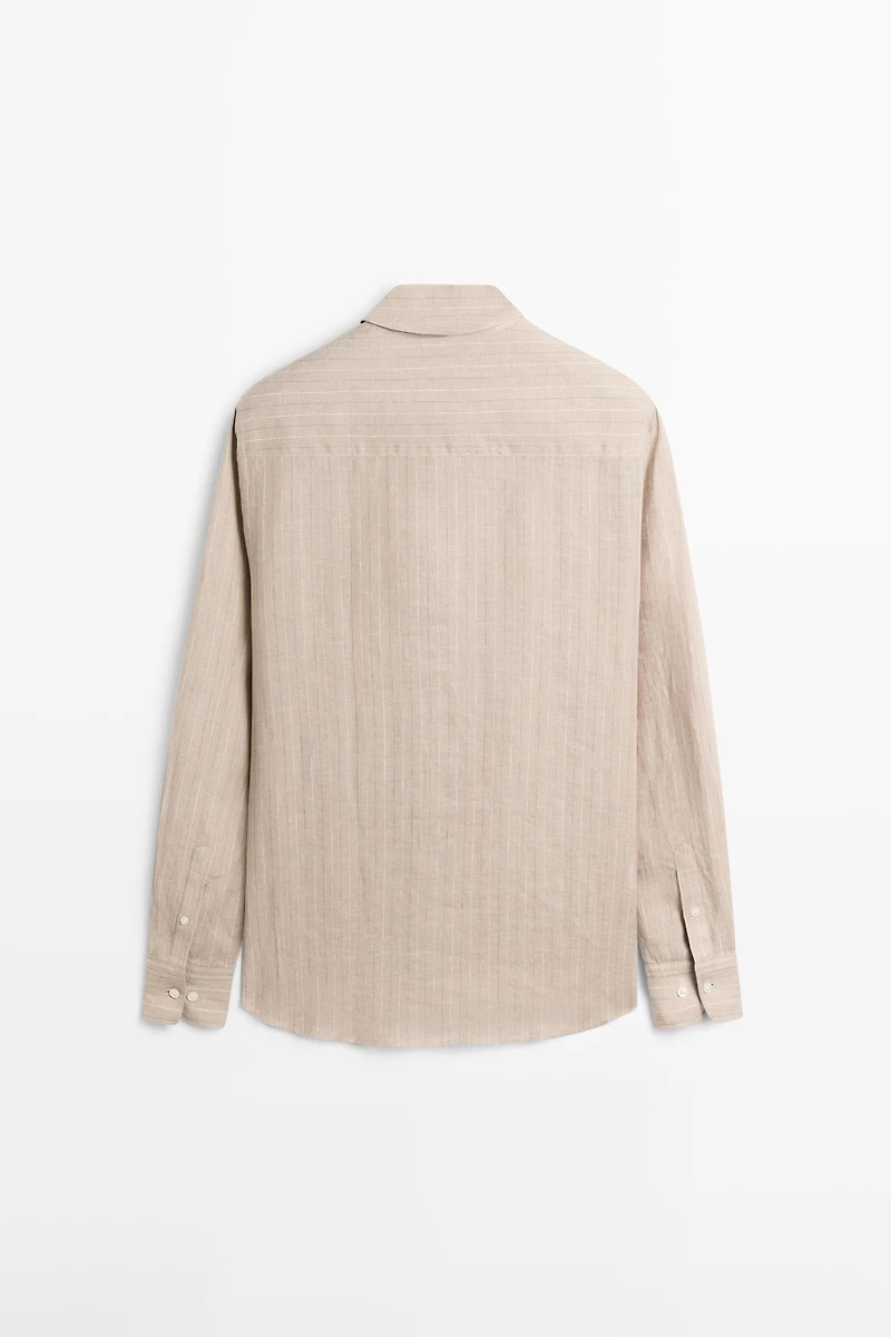Chemise slim 100 % lin à rayures