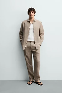 100% LINEN REGULAR FIT PANTS